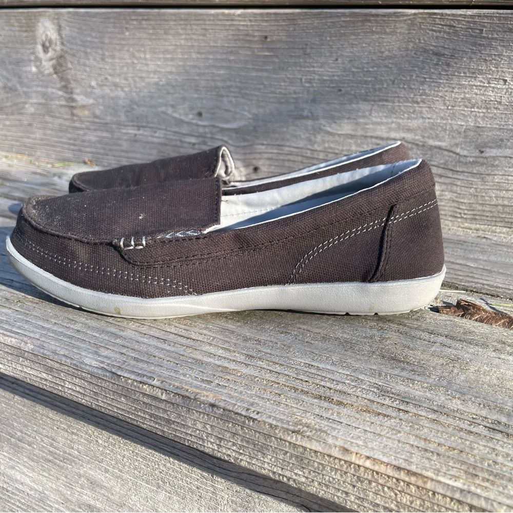 Crocs Women’s slip on black and gray sneakers 7